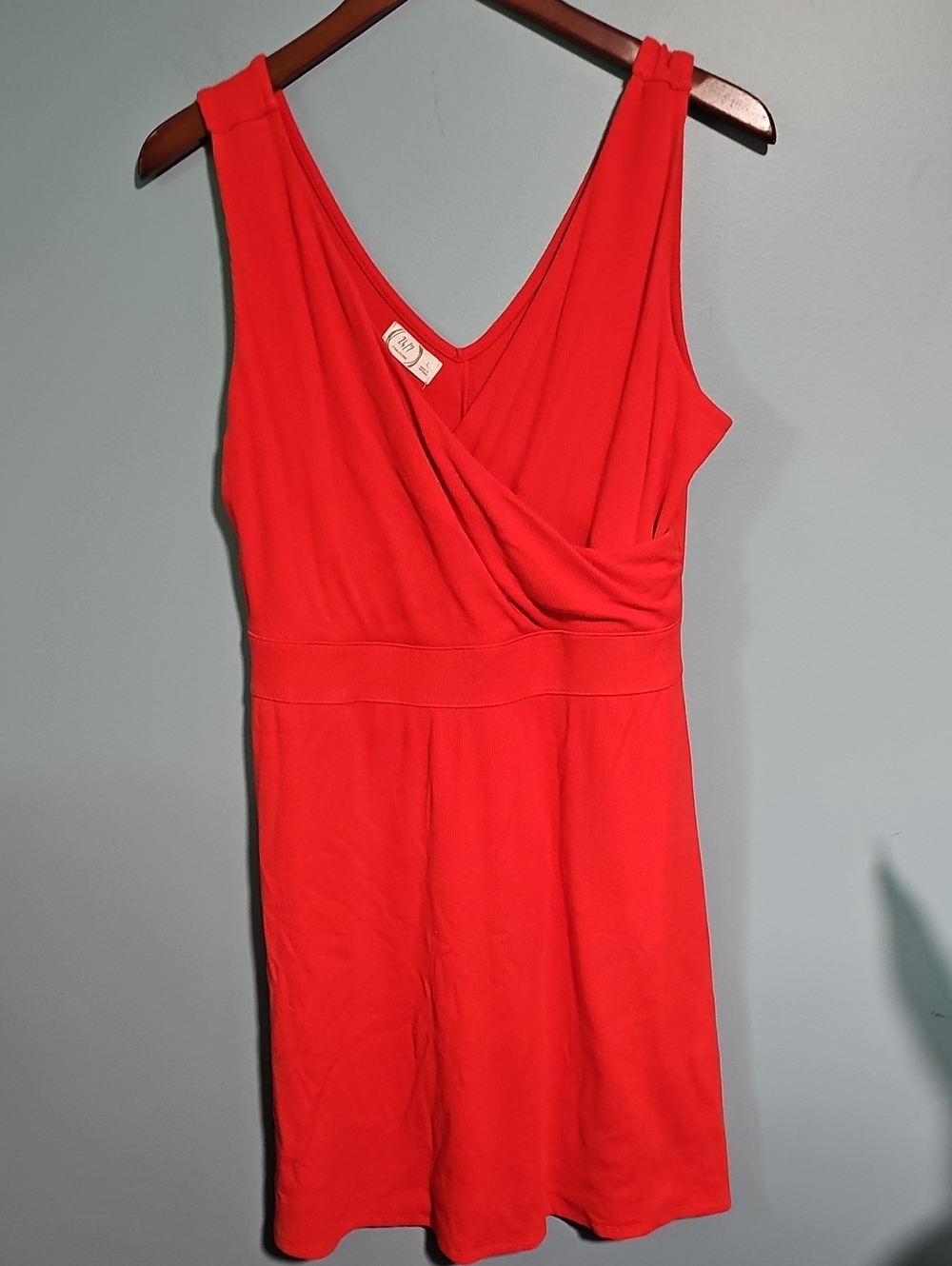 Maurices Red Sleeveless V-Neck Faux Wrap Dress Size Large